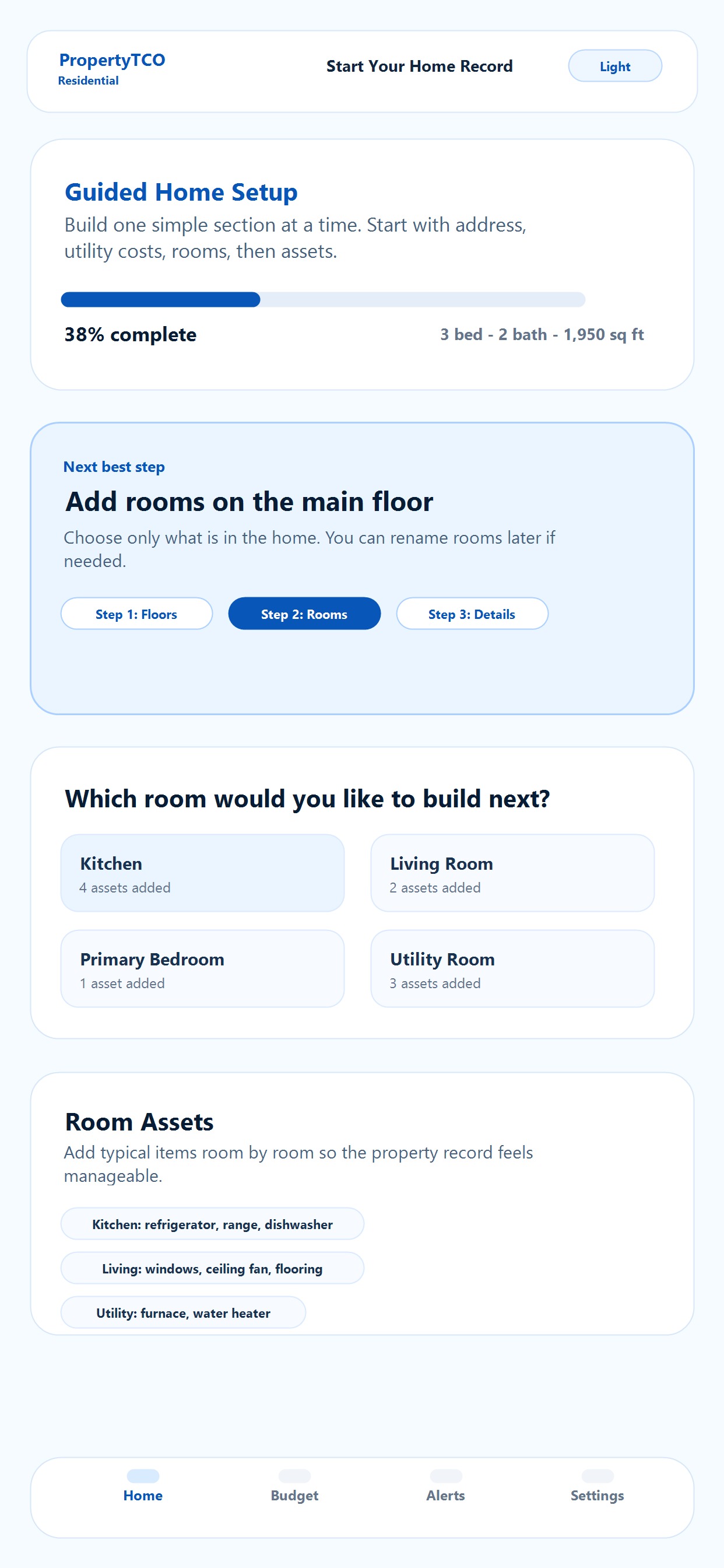 Start your home inventory screen